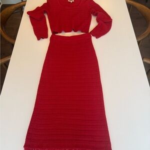 Elegant Red Knit Skirt